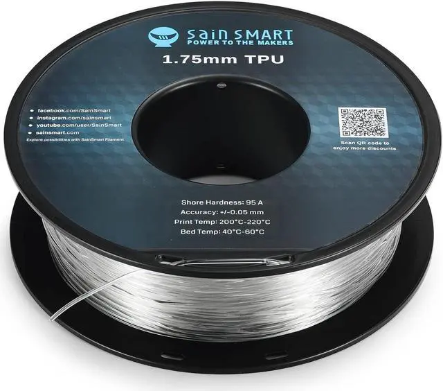 Alt view image 4 of 7 - SainSmart - 101-90-165 Clear Flexible TPU 3D Printing Filament, 1.75 mm, 0.8 kg, Dimensional Accuracy +/- 0.05 mm