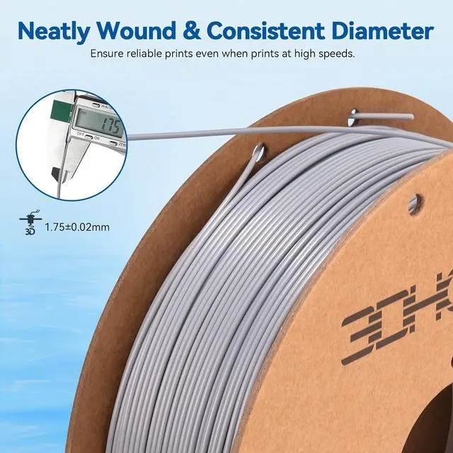 Alt view image 4 of 7 - PLA High Speed Printer Filament 1.75mm 1kg Cardboard Spool (2.2lbs) Rapid PLA to 5X Faster Printing Filament PLA Dimensional Accuracy +/- 0.02 mm Fits for Most FDM 3D Printer -Gray