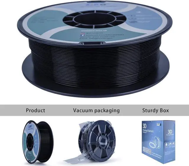 Alt view image 3 of 5 - ZIRO 3D Printer Filament, PLA Filament 1.75mm, Black pla 1KG(2.2lbs), Dimensional Accuracy +/- 0.03mm, Fits Most FDM Printer AMS System,3D Printing Filament Spool Black (Plastic Reel)