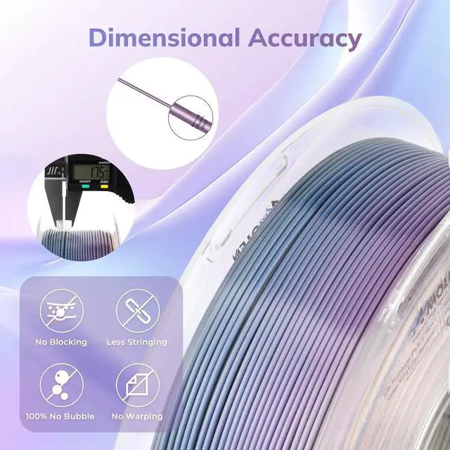 Alt view image 4 of 7 - AMOLEN Silk PLA 3D Printer Filament, Shiny Multicolor Kingfisher Rainbow PLA Filament 1.75mm, Gradient Color Change PLA 3D Printing Filament for Most FDM 3D Printer, Blue Purple Yellow, 1kg (2.2lbs)