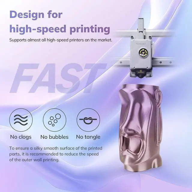Alt view image 5 of 7 - AMOLEN Silk PLA 3D Printer Filament, Shiny Multicolor Kingfisher Rainbow PLA Filament 1.75mm, Gradient Color Change PLA 3D Printing Filament for Most FDM 3D Printer, Blue Purple Yellow, 1kg (2.2lbs)