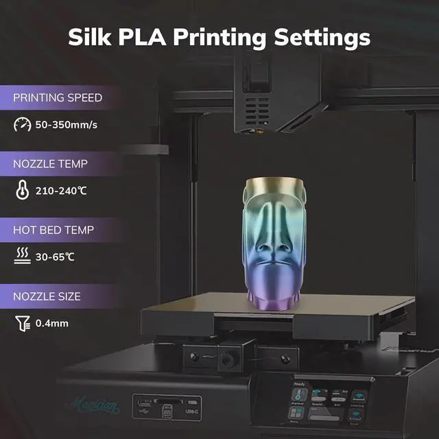 Alt view image 7 of 7 - AMOLEN Silk PLA 3D Printer Filament, Shiny Multicolor Kingfisher Rainbow PLA Filament 1.75mm, Gradient Color Change PLA 3D Printing Filament for Most FDM 3D Printer, Blue Purple Yellow, 1kg (2.2lbs)
