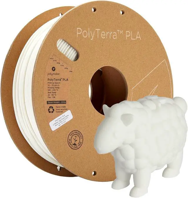 Main image of Polymaker Matte PLA Filament Matte Cotton White 2.85mm 1kg 3D Printing Filament, PolyTerra 3D Printer PLA Filament