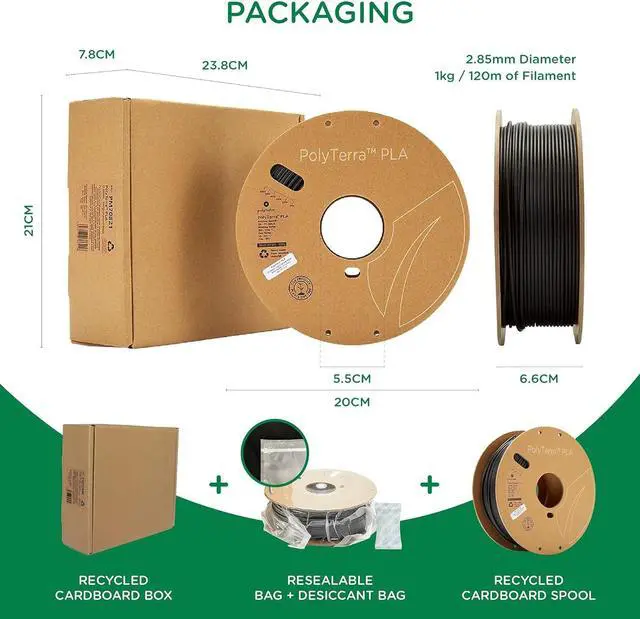 Alt view image 6 of 7 - Polymaker Matte PLA Filament Matte Cotton White 2.85mm 1kg 3D Printing Filament, PolyTerra 3D Printer PLA Filament
