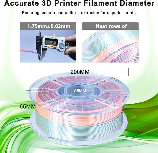 Alt view image 3 of 7 - iBOSS Candy Rainbow PLA Plus 1.75mm for 3D Printer +/- 0.02mm, 1kg (2.2LBS)/Spool, PLA+ Filament 1.75mm Rainbow 3D Printer Multicolor Filament, Strong Toughness Color Change Filament