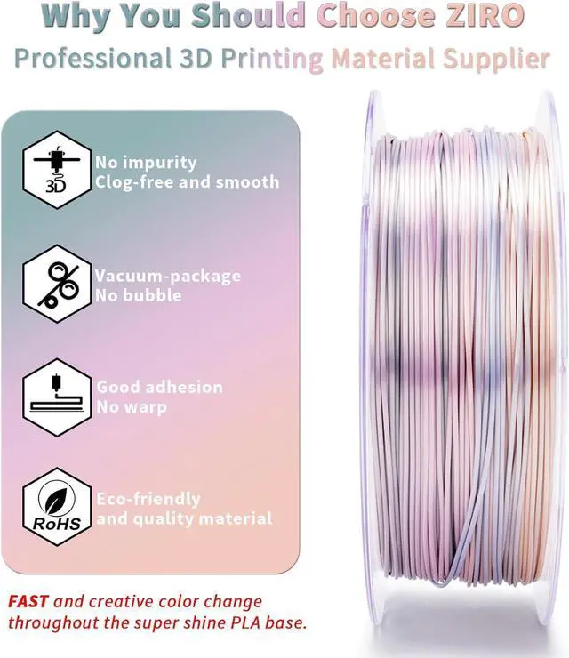 Alt view image 3 of 7 - ZIRO 3D Printer Filament, Shiny PLA Fast Gradient Color Change, Glossy Color Change by Length PLA, Fit Most FDM 3D Printers, Dimensional Accuracy +/-0.03mm, 1KG/2.2lb Spool, Earth Tone(Silk)