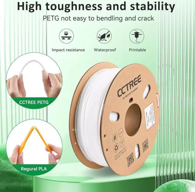 Alt view image 2 of 7 - CCTREE 3D Printer PETG Filament 1.75mm, 1KG Cardboard Spool (2.2 lbs), White