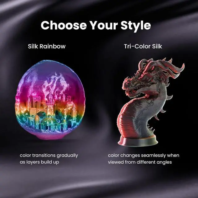 Alt view image 4 of 7 - Tri Color Silk PLA Filament 1.75mm Red Gold Black 1KG, Shiny High Gloss Finish, Seamless Color Transition, Neatly Wound, Accuracy +/-0.02mm Vacuum Packaging