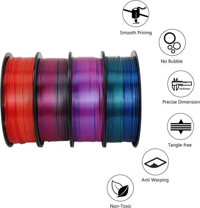 Alt view image 4 of 7 - Kingroon Dual Color 1.75 mm Silk PLA Filament Green Red, Fit Most FDM 3D Printers, Dimensional Accuracy +/- 0.03 mm, 1kg Spool(2.2lbs), 3D Printer Silk PLA Shiny Filament