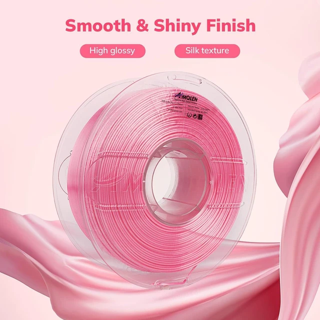 Alt view image 2 of 7 - AMOLEN Silk PLA 3D Printer Filament, Shiny Silk Pink PLA Filament 1.75mm, High Speed 3D Printing PLA Filament for Most 3D Printer, 1kg Spool(2.2lbs)