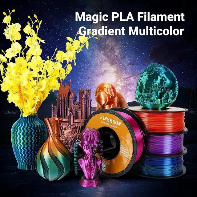 Alt view image 7 of 7 - Kingroon Dual Color 1.75 mm Silk PLA Filament Green Red, Fit Most FDM 3D Printers, Dimensional Accuracy +/- 0.03 mm, 1kg Spool(2.2lbs), 3D Printer Silk PLA Shiny Filament