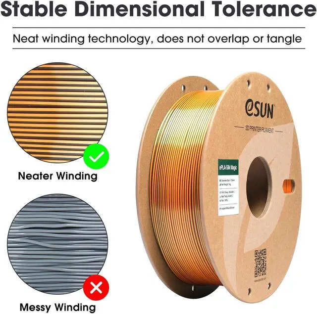 Alt view image 5 of 7 - eSUN Silk Magic PLA Filament 1.75mm, Shiny Silk Dual Color Co Extrusion 3D Printer Filament, 1KG (2.2 LBS) Spool 3D Printing Color Change Filament for 3D Printers, Black Gold