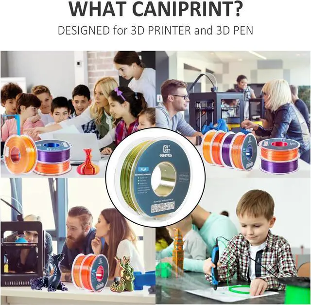 Alt view image 4 of 6 - Geeetech 3D Printer Silk PLA Dual Color Filament, Metal-Like Shiny Silk Filament 1.75mm 1kg (2.2lbs) Spool, Dimensional Accuracy +/- 0.02 mm, Silk Yellow Green
