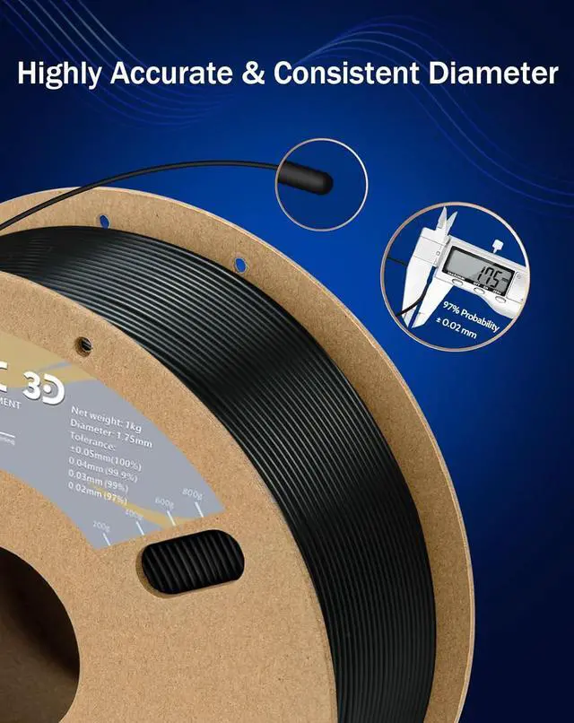 Alt view image 2 of 7 - DURAMIC 3D PETG Filament 1.75mm 2 Pack Black, 3D Printing Filament 1kg Per Spool(2.2lbs), Black Filament 1.75mm Dimensional Accuracy +/- 0.05 mm Non-Tangling Non-Clogging Non-Stringing