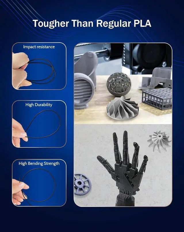 Alt view image 4 of 7 - DURAMIC 3D PETG Filament 1.75mm 2 Pack Black, 3D Printing Filament 1kg Per Spool(2.2lbs), Black Filament 1.75mm Dimensional Accuracy +/- 0.05 mm Non-Tangling Non-Clogging Non-Stringing