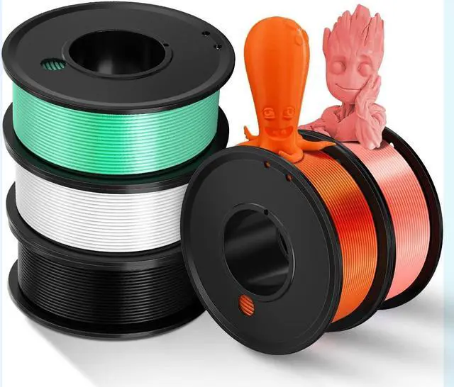 Alt view image 2 of 7 - 3D Printer Filament PLA 1.75mm 3-D Printing Material 5 Color Bundle Print Filimate 1.75 mm White Black Green Orange Pink Filiment1.75 Accuracy ±0.02mm Fillament Spool Vacuum Pack 250G X 5 Roll