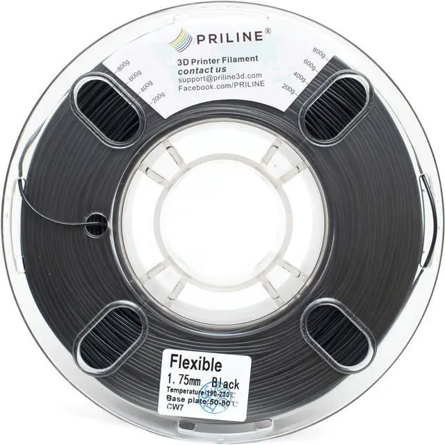Alt view image 5 of 6 - TPU Filament PRILINE,98A TPU Flexible Soft 3D Printer Filament 1KG 1.75mm Spool,Black