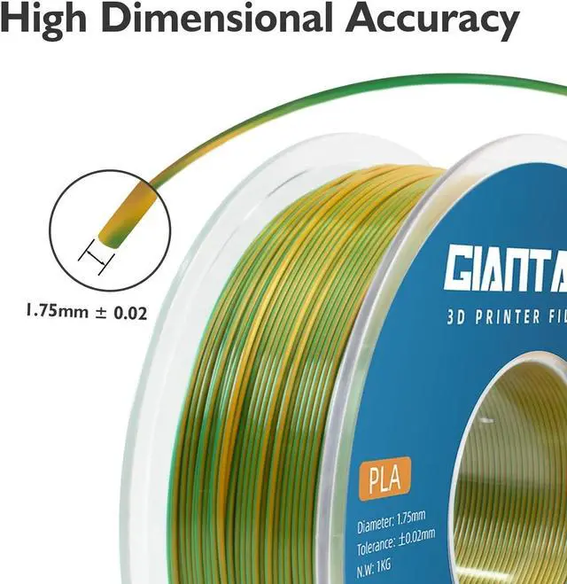 Alt view image 2 of 5 - GIANTARM Dual Color PLA Filament, Silk PLA Filament 1.75mm +/-0.02mm,1KG Spool(2.2lbs) Vacuum Packaging, 3D Printing Filaments Fit Most FDM Printer