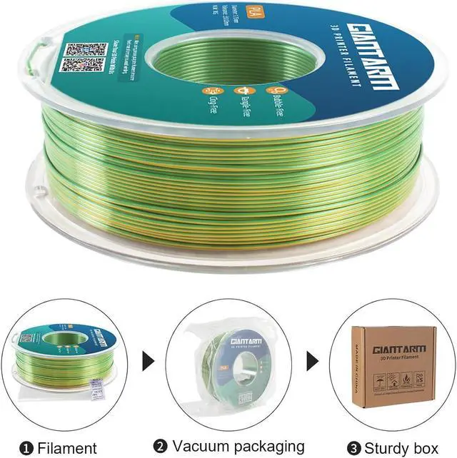 Alt view image 4 of 5 - GIANTARM Dual Color PLA Filament, Silk PLA Filament 1.75mm +/-0.02mm,1KG Spool(2.2lbs) Vacuum Packaging, 3D Printing Filaments Fit Most FDM Printer