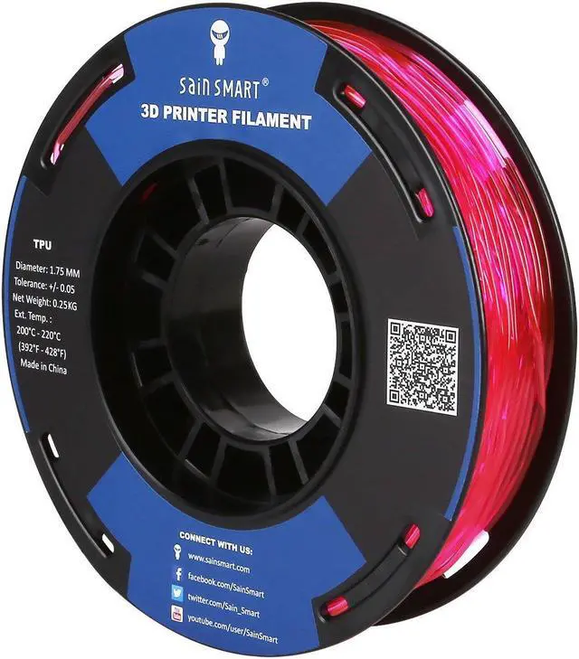 Main image of SainSmart TPU Filament 1.75 Pink Flexible TPU 3D Printing Filament 1.75 mm 250g Translucent Color Dimensional Accuracy +/- 0.05 mm