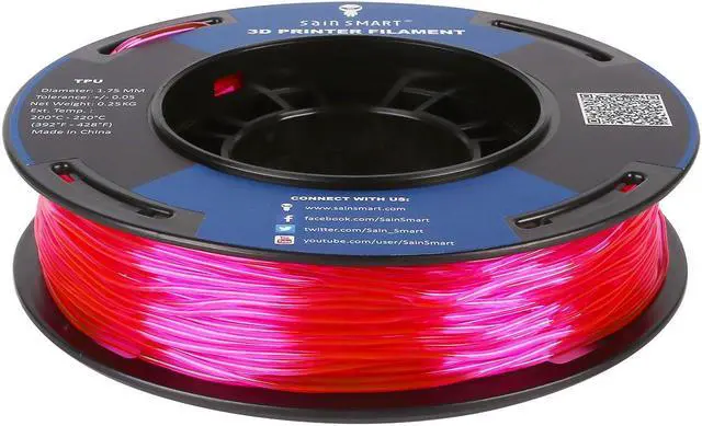 Alt view image 2 of 6 - SainSmart TPU Filament 1.75 Pink Flexible TPU 3D Printing Filament 1.75 mm 250g Translucent Color Dimensional Accuracy +/- 0.05 mm