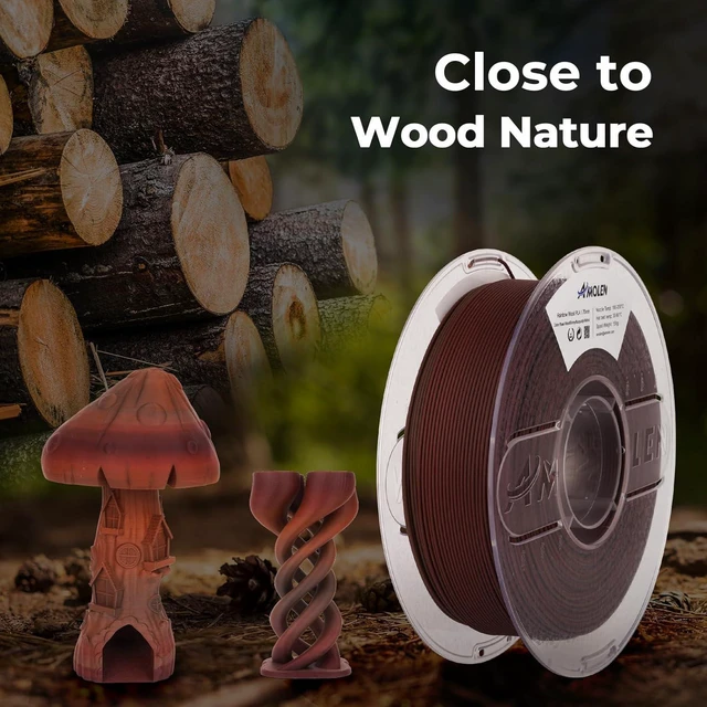 Alt view image 3 of 7 - AMOLEN Wood PLA 3D Printer Filament 1.75mm Dark Wood Rainbow 1KG