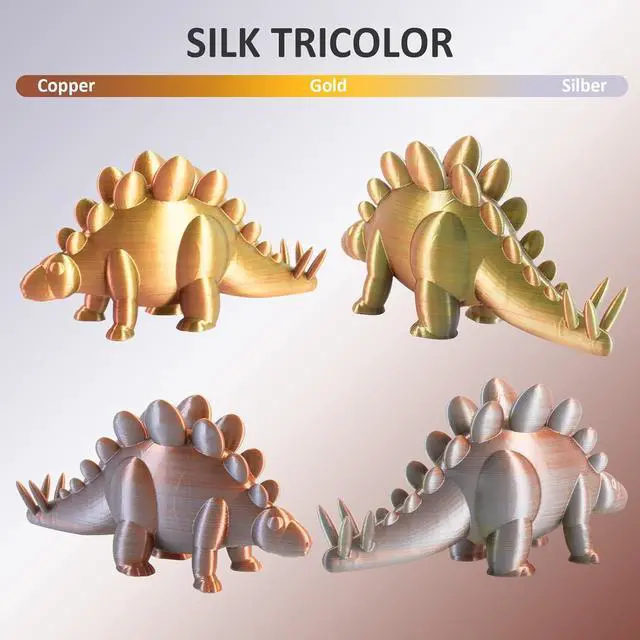 Alt view image 2 of 7 - Geeetech 3D Printer Silk PLA Tri-Color Filament, Metal-Like Shiny Silk Filament 1.75mm 1kg (2.2lbs) Spool, Dimensional Accuracy +/- 0.02 mm, Tri-Color Gold Silver Copper