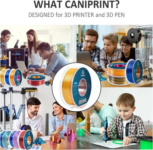 Alt view image 6 of 7 - Geeetech 3D Printer Silk PLA Tri-Color Filament, Metal-Like Shiny Silk Filament 1.75mm 1kg (2.2lbs) Spool, Dimensional Accuracy +/- 0.02 mm, Tri-Color Gold Silver Copper