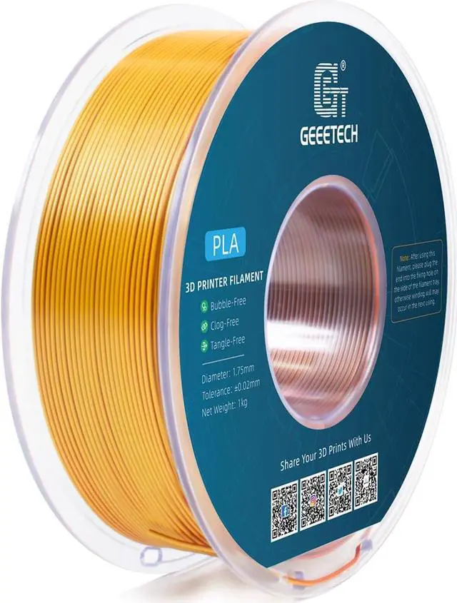 Alt view image 5 of 7 - Geeetech 3D Printer Silk PLA Tri-Color Filament, Metal-Like Shiny Silk Filament 1.75mm 1kg (2.2lbs) Spool, Dimensional Accuracy +/- 0.02 mm, Tri-Color Gold Silver Copper