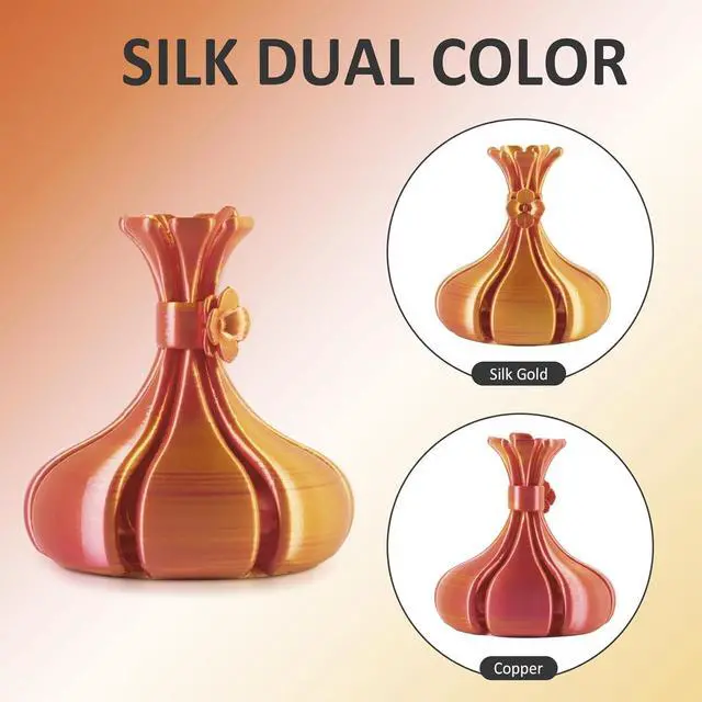 Alt view image 2 of 6 - Geeetech Silk PLA Filament 1.75mm Silk Dual Color Filament, Coextrusion Dichromatic Metal-Like Shiny Consumable 1kg (2.2lbs) 1 Spool, Dimensional Accuracy +/- 0.02 mm, Gold Copper