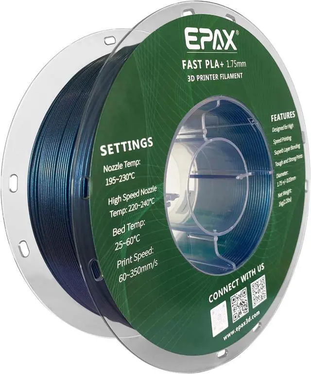 Alt view image 3 of 5 - High Speed PLA+ 3D Printer Filament, Fast PLA 3D Printing Filament, 1.75mm, Dimensional Accuracy +/- 0.03 mm, 1KG Spool (Deep Space)