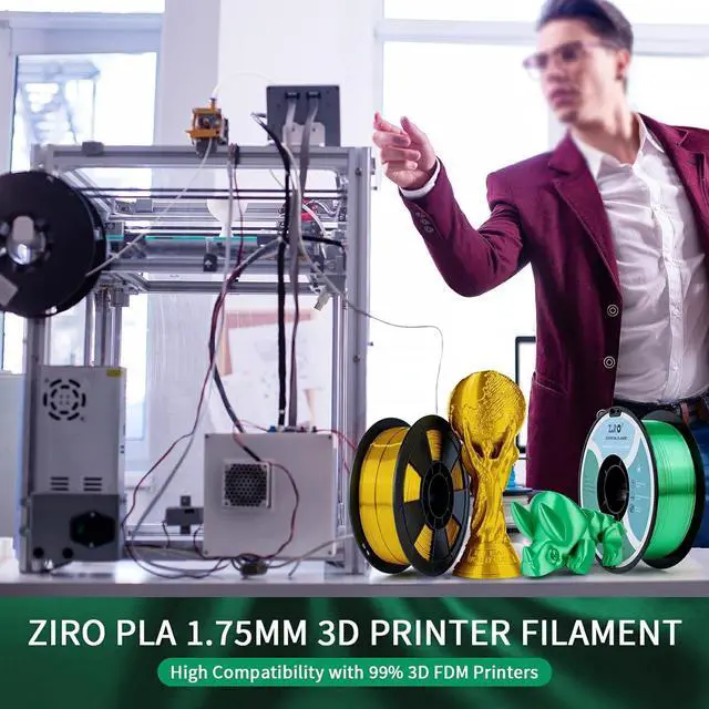 Alt view image 6 of 7 - ZIRO 3D Printer Filament, Silky PLA Filament 1.75mm, Shining Silk 3D Printing Material, Fit Most Printers, Metal Glossy 1KG/2.2lb Spool, Christmas Green