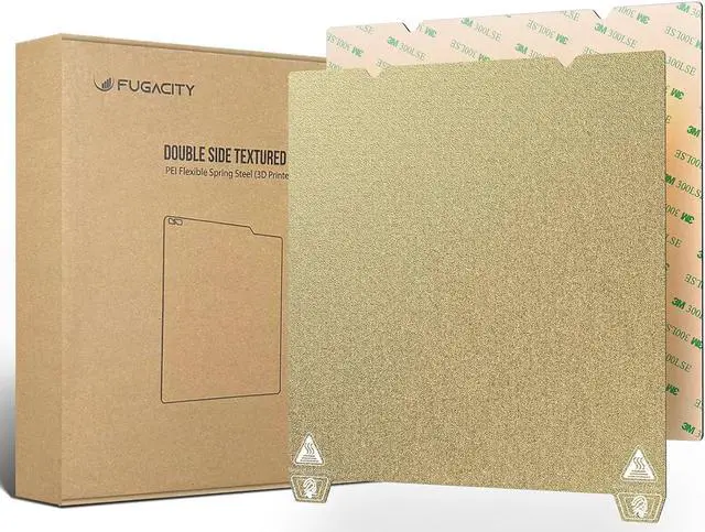Main image of Double Side Textured PEI Sheet 235mmx235mm-FugaCity Dual Sided PEI Build Plate with Spring Steel & Magnetic Sticker for Creality Ender 3 /Ender 3 V2 /Ender 3 S1 /Ender 5 3D Printers,Golden Textured