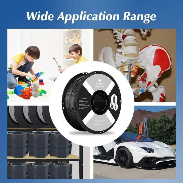 Alt view image 7 of 7 - R QIDI TECHNOLOGY PLA Filament 1.75mm, 3D Printer Filament PLA Rapido, Suitable for High Speed Printing, 3D Printing Filament Fit Most FDM 3D Printers, 1 KG Spool (2.2lbs), Black