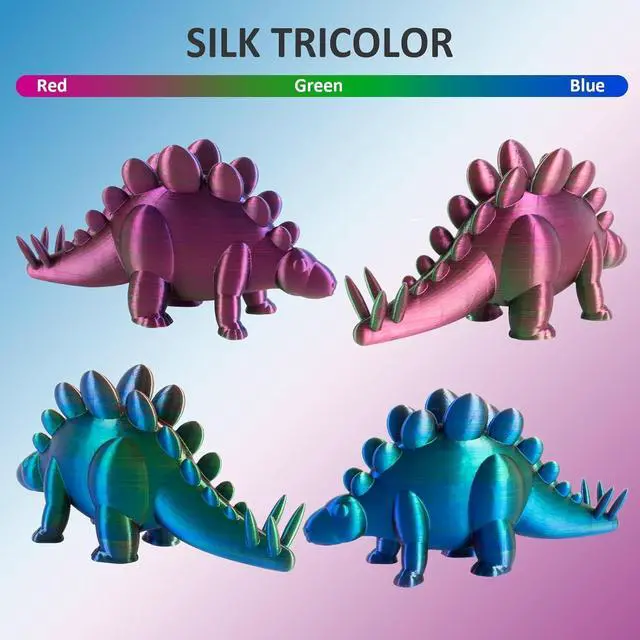 Alt view image 3 of 7 - Geeetech Silk PLA Tri Color Filament 1.75mm 3D Printer Filament, Coextrusion Red Blue Green Tri-Colors Metal-Like Shiny Silk PLA Filament, 1kg (2.2lbs) 1 Spool, Dimensional Accuracy +/- 0.02 mm