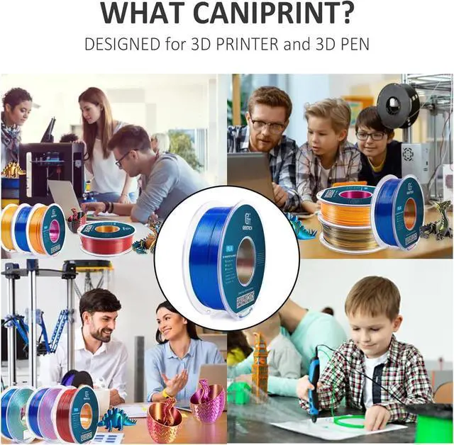 Alt view image 6 of 7 - Geeetech Silk PLA Tri Color Filament 1.75mm 3D Printer Filament, Coextrusion Red Blue Green Tri-Colors Metal-Like Shiny Silk PLA Filament, 1kg (2.2lbs) 1 Spool, Dimensional Accuracy +/- 0.02 mm