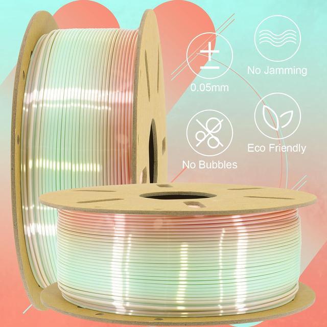 Alt view image 2 of 6 - TTYT3D 3D Printer Filament Silk Pink Color Change to Cyan Multi Colored PLA, 1.75mm 1Kg 2.2lbs 3D Printing Filament, Tidy Winding, Silk Shiny Color Transfer Multi Color PLA Pink to Cyan
