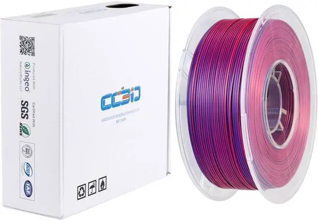 Alt view image 5 of 5 - CC3D Silk Dual Color PLA Filament Purple Blue Bicolor 1.75mm 1KG FDM 3D Printer 2 Color Coextrusion Filament Shiny Metallic 3D Printing Material Rose Red Blue Bicolor PLA
