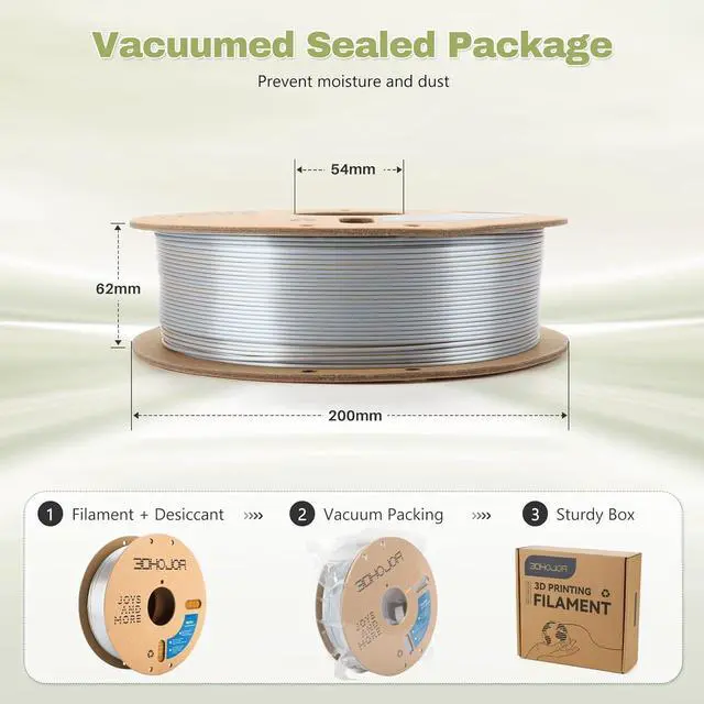 Alt view image 5 of 7 - 3DHoJor Silk PLA Filament 1.75mm Gold Silver Dual Color PLA 3D Printer Filament 2 in 1 Coextrusion 1KG Spool(2.2lbs) 3D Printing Filament Dimensional Accuracy +/- 0.03mm Fits for Most FDM 3D Printers