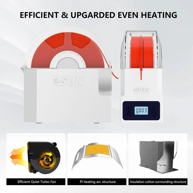 Alt view image 3 of 7 - eSUN eBOX Lite Upgraded 3D Printing Filament Dryer Box, Filament Storage Box, Spool Holder for Keeping 3D Printing Filament from Moist and Keeping Filaments Dehydrating, US Power Supply