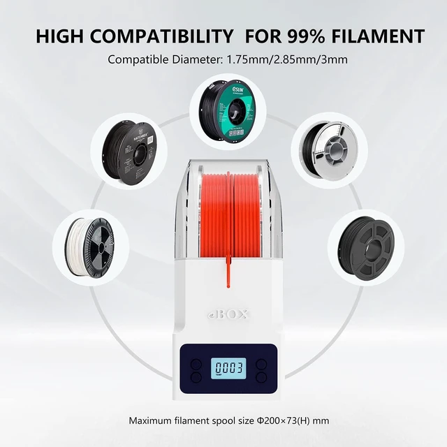 Alt view image 4 of 7 - eSUN eBOX Lite Upgraded 3D Printing Filament Dryer Box, Filament Storage Box, Spool Holder for Keeping 3D Printing Filament from Moist and Keeping Filaments Dehydrating, US Power Supply