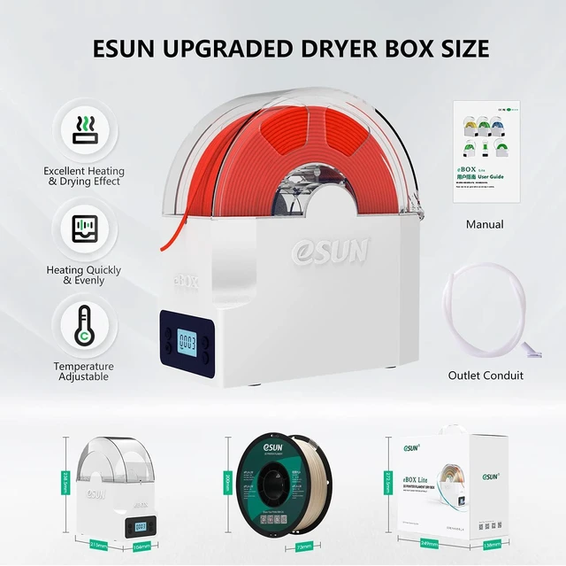 Alt view image 6 of 7 - eSUN eBOX Lite Upgraded 3D Printing Filament Dryer Box, Filament Storage Box, Spool Holder for Keeping 3D Printing Filament from Moist and Keeping Filaments Dehydrating, US Power Supply