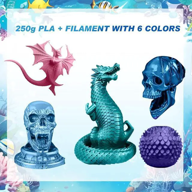 Alt view image 2 of 7 - Pangda 3D Printer Filament Pla Bundle 1.75mm Multicolor, ±0.02mm Dimensional Accuracy, 3D Printing Filament for DIY Projects, Holiday Crafts(1.5 kg,Mermaid Color)