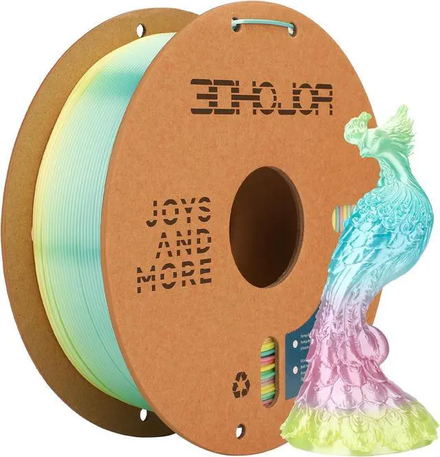 Main image of Silk PLA 3D Printer Filament 1.75mm Silk Shiny Fast Gradient Color Change Rainbow Multicolor PLA Filament 1kg (2.2lbs) /Spool for FDM 3D Printers-Macaron