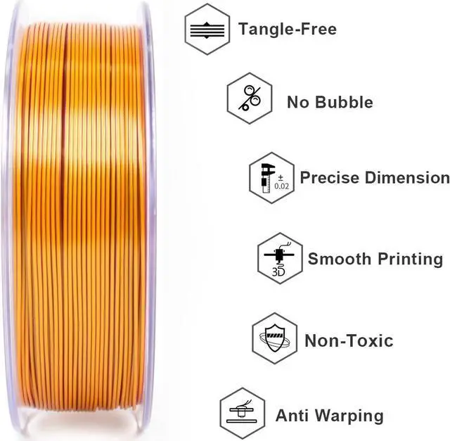 Alt view image 3 of 6 - Geeetech Silk PLA Tri Color Filament 1.75mm 3D Printer Filament, Coextrusion Red Gold Purple Tri-Colors Metal-Like Shiny Silk PLA Filament, 1kg (2.2lbs) 1 Spool, Dimensional Accuracy +/- 0.02 mm