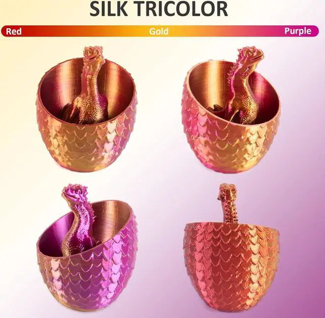 Alt view image 2 of 6 - Geeetech Silk PLA Tri Color Filament 1.75mm 3D Printer Filament, Coextrusion Red Gold Purple Tri-Colors Metal-Like Shiny Silk PLA Filament, 1kg (2.2lbs) 1 Spool, Dimensional Accuracy +/- 0.02 mm