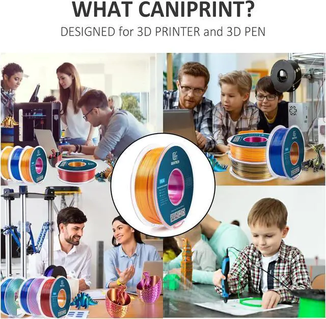 Alt view image 6 of 6 - Geeetech Silk PLA Tri Color Filament 1.75mm 3D Printer Filament, Coextrusion Red Gold Purple Tri-Colors Metal-Like Shiny Silk PLA Filament, 1kg (2.2lbs) 1 Spool, Dimensional Accuracy +/- 0.02 mm