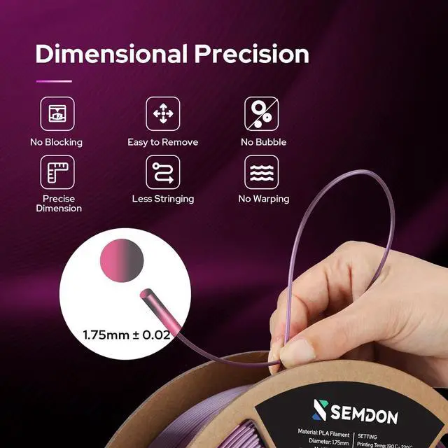 Alt view image 5 of 7 - 2025 New 3D Printer Filament 3D Printer with Filament Pla Filament 1.75mm Rainbow Pla,3D Printer Filament Dimensional Accuracy of +/- 0.03mm and Fit Most FDM 3D Printer (Gradient Purple Black)