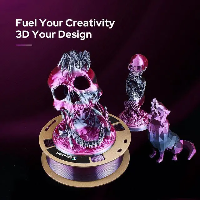 Alt view image 6 of 7 - 2025 New 3D Printer Filament 3D Printer with Filament Pla Filament 1.75mm Rainbow Pla,3D Printer Filament Dimensional Accuracy of +/- 0.03mm and Fit Most FDM 3D Printer (Gradient Purple Black)