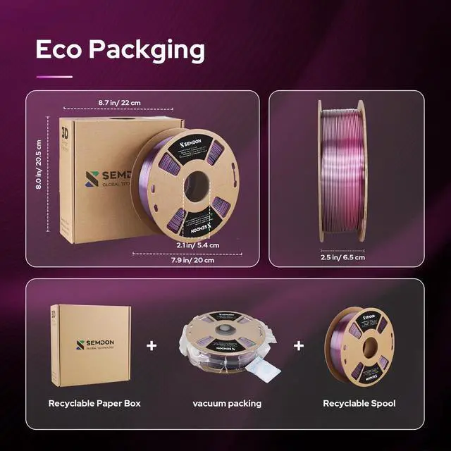 Alt view image 7 of 7 - 2025 New 3D Printer Filament 3D Printer with Filament Pla Filament 1.75mm Rainbow Pla,3D Printer Filament Dimensional Accuracy of +/- 0.03mm and Fit Most FDM 3D Printer (Gradient Purple Black)